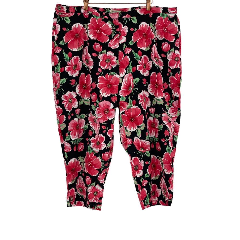St Johns Bay Pants Womens Plus Size 24W Floral Capri Casual